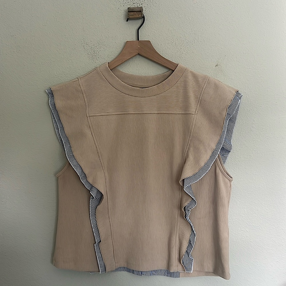 Anthropologie Sleeveless Menswear Popover Top - Picture 4 of 10